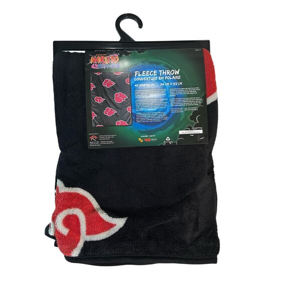 Just Funky NWT Naruto Shippuden Black Red Clouds 45" x 60" Fleece Throw Blanket - Picture 2 of 6